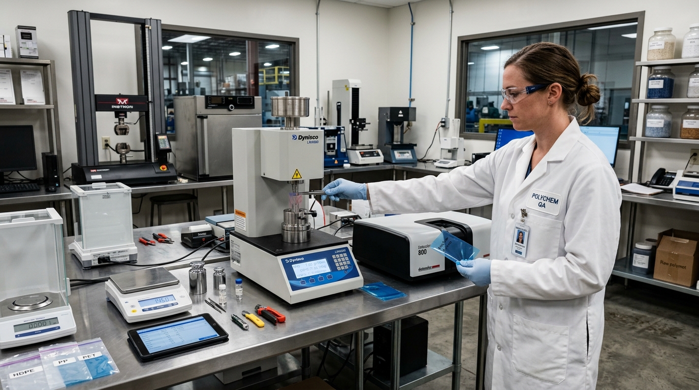 Polymer Testing Laboratory at Pigmatix with Dynisco MFI and Spectrophotometer